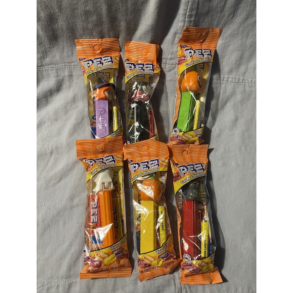 NEW‎ Set of 6 Halloween Pez Dispensers Ghost Witch 2 Pumpkin Bat & Vampire